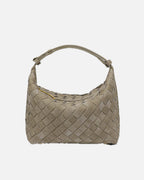 Women's Woven Hobo Bag with Textured Faux Suede Finish
