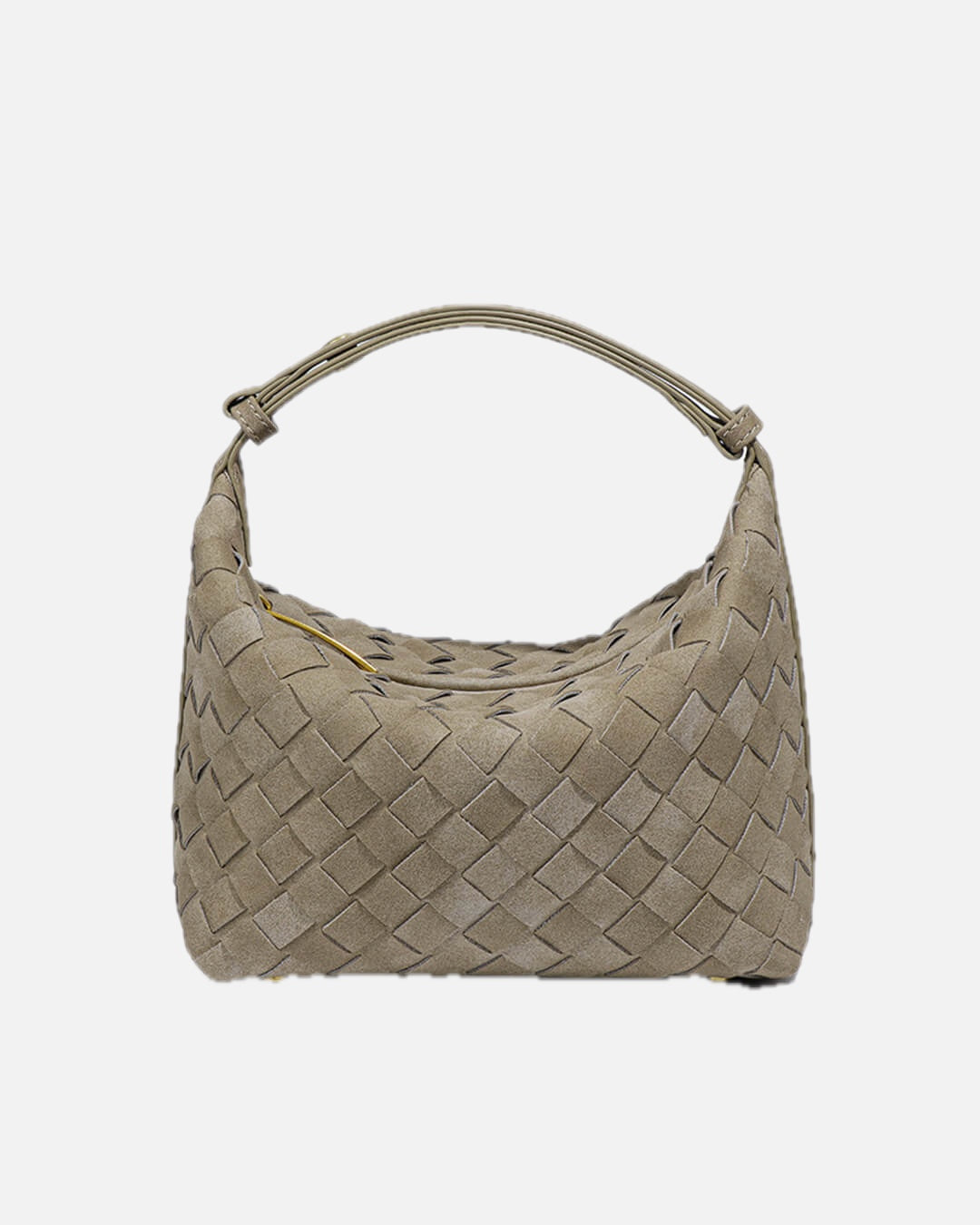 Women's Woven Hobo Bag with Textured Faux Suede Finish