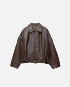 Unisex Oversized Biker Jacket with Belted Waist and Collar