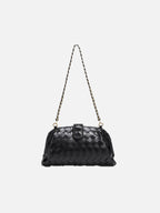 Women's Woven Clutch Bag with Detachable Chain Strap