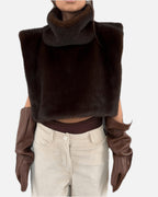 Women's Turtleneck Gilet Sleeveless with Asymmetric Cropped Silhouette