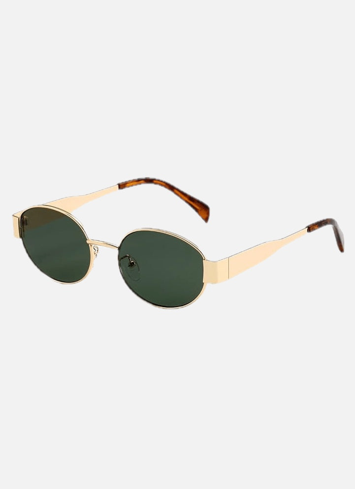 Sunglasses with Sculptural Metal Frame and Tinted Lenses
