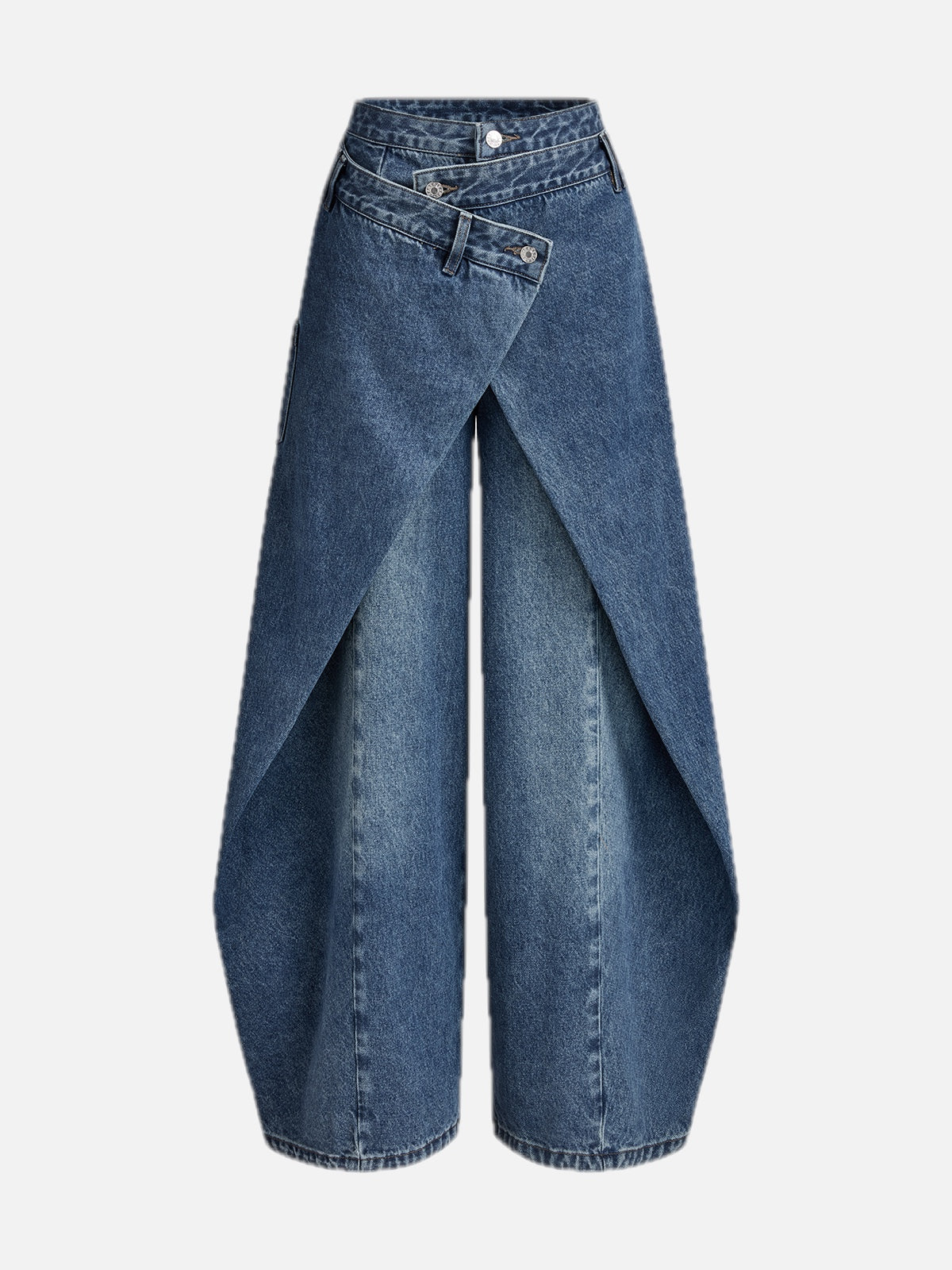 Women's Wide-Leg Jeans with Cross-Front High Waist