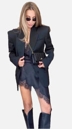 Women's Single-Breasted Blazer with Structured Shoulders - 2