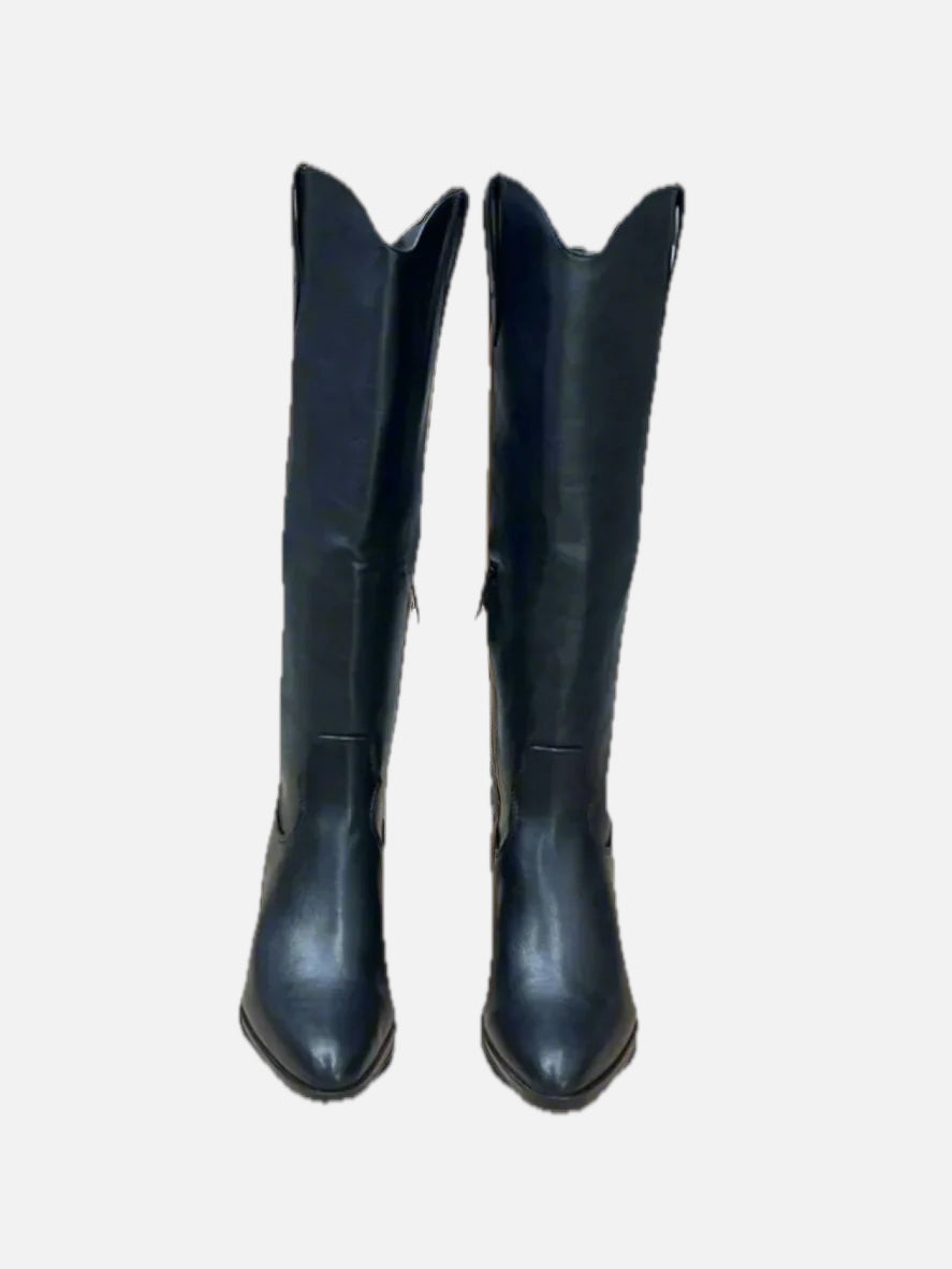 Women's Ankle Boots with Block Heel and Pull-On Style - 2