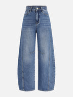 Women's High-Waist Jeans with Curved Barrel Leg