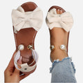 Women's Sandals with Bow Detail and Pearl Ankle Ring