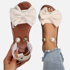 Women's Sandals with Bow Detail and Pearl Ankle Ring