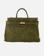 Womens Shoulder Bag with Twist-Lock Fastening and Gold-Tone Hardware - 2