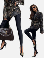 Women's High-Waist Stretch Leggings with Stirrup Hem
