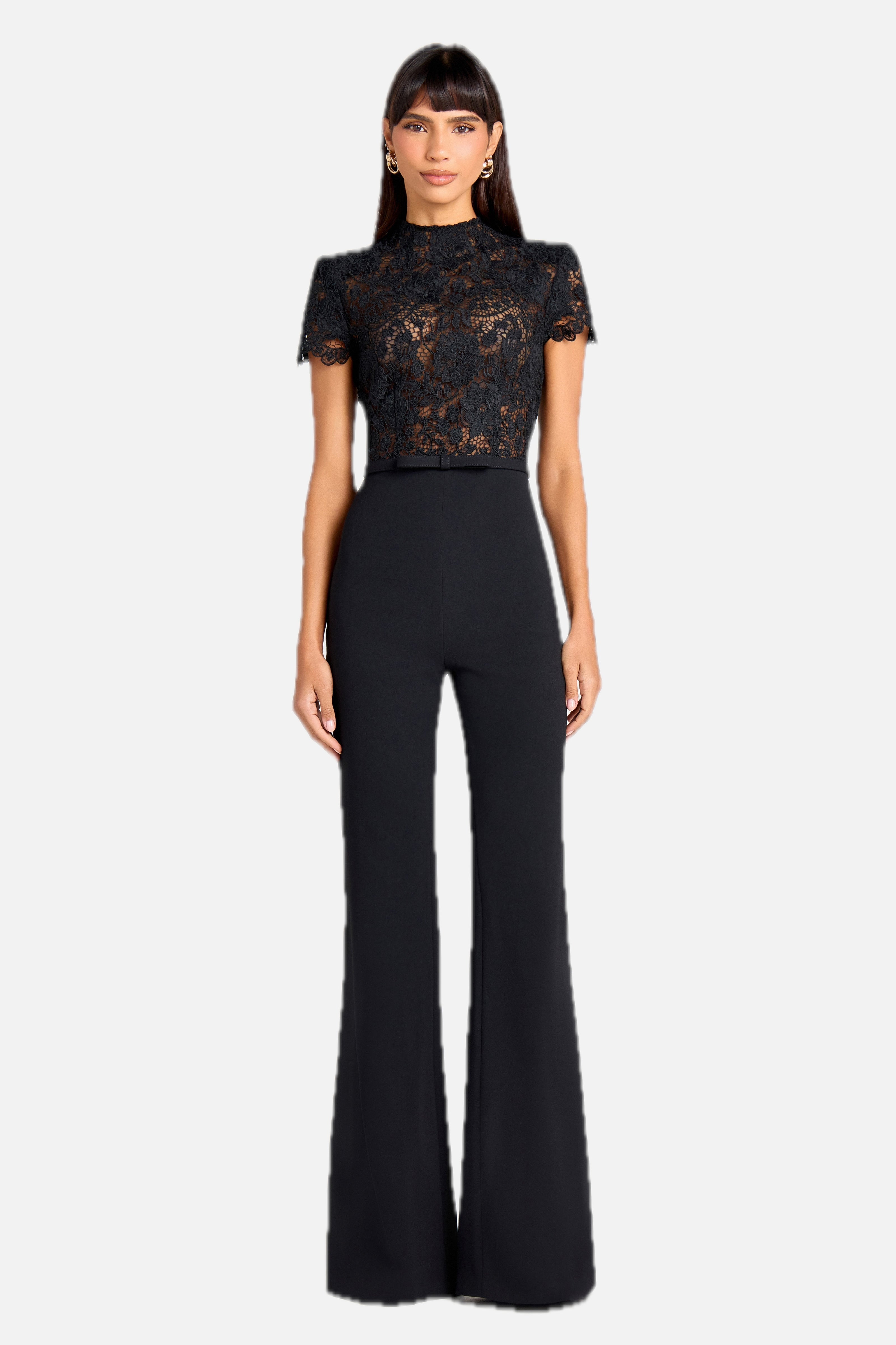 Women's Lace Bodice Jumpsuit with Flared Trousers