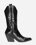 Women's Western Cowboy Boots with Embroidered Shaft and Block Heel - 1