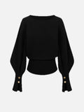 Women's Sweatshirt with Bell Sleeves and Cinched Waist - 1