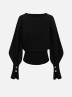 Women's Sweatshirt with Bell Sleeves and Cinched Waist - 1