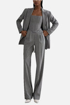 Women's Three-Piece Trouser Suit with Strapless Lapel Top