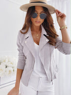 Women's Cropped Faux Leather Jacket with Zip Closure - 2