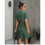 Women's Polka Dot Dress with Smocked Waist and Tiered Ruffle Hem - 4