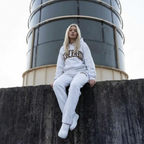 Women's Cropped Hoodie and Joggers Set with Animal Print Trim - 5