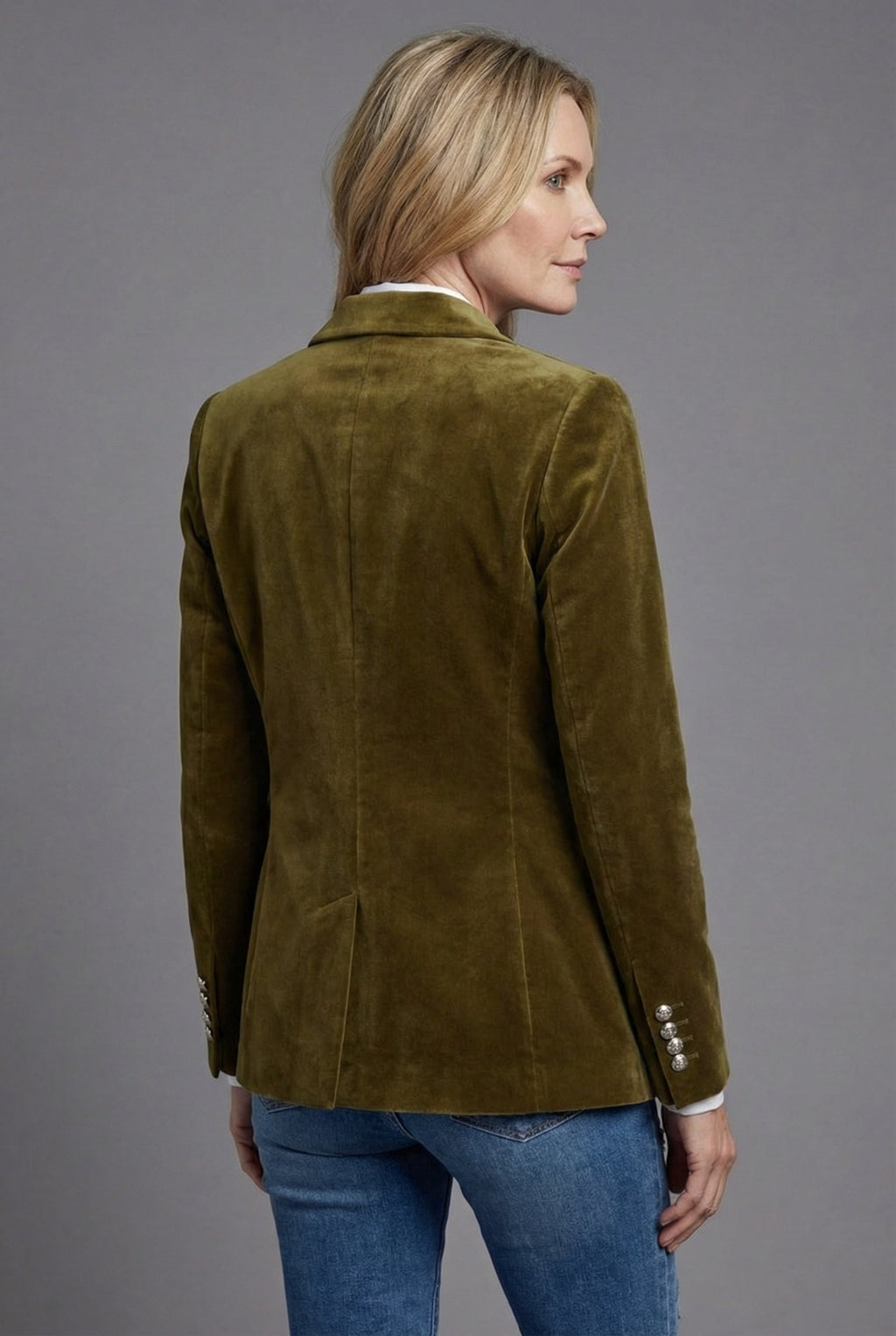 Women's Velvet-Style Tailored Blazer with Peak Lapel - 4