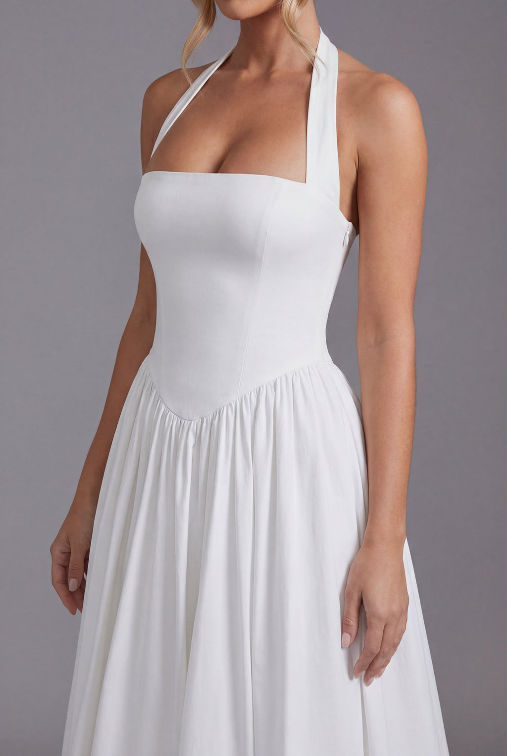 Women's Halter Midi Dress with A-Line Skirt - 5