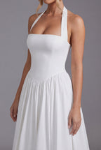 Women's Halter Midi Dress with A-Line Skirt - 5