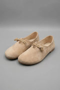 Women's Slip-On Loafers with Knot Detail and Round Toe - Beige