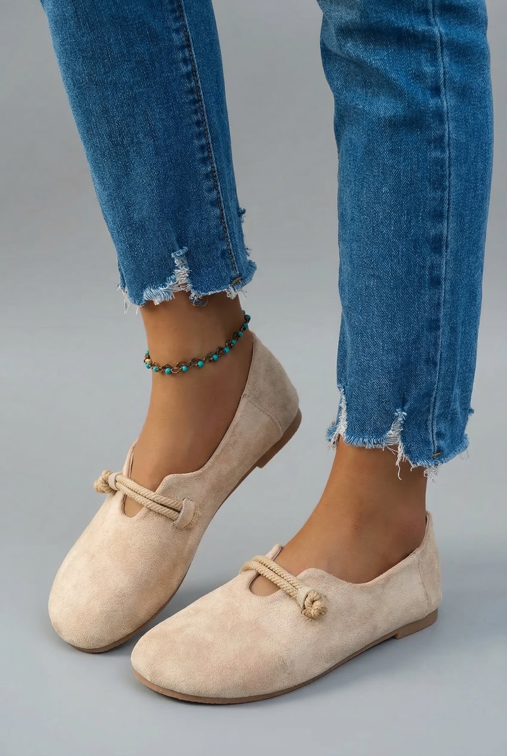 Women's Slip-On Loafers with Knot Detail and Round Toe - 4