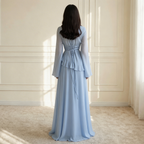 Women's Maxi Dress with Ruffle Detail and Flared Sleeves - 5