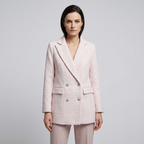Women's Double-Breasted Tweed Blazer with Notched Lapel