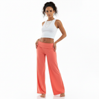 Women's Wide Leg Trousers with High Elastic Waistband - 4