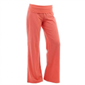 Women's Wide Leg Trousers with High Elastic Waistband - Coral