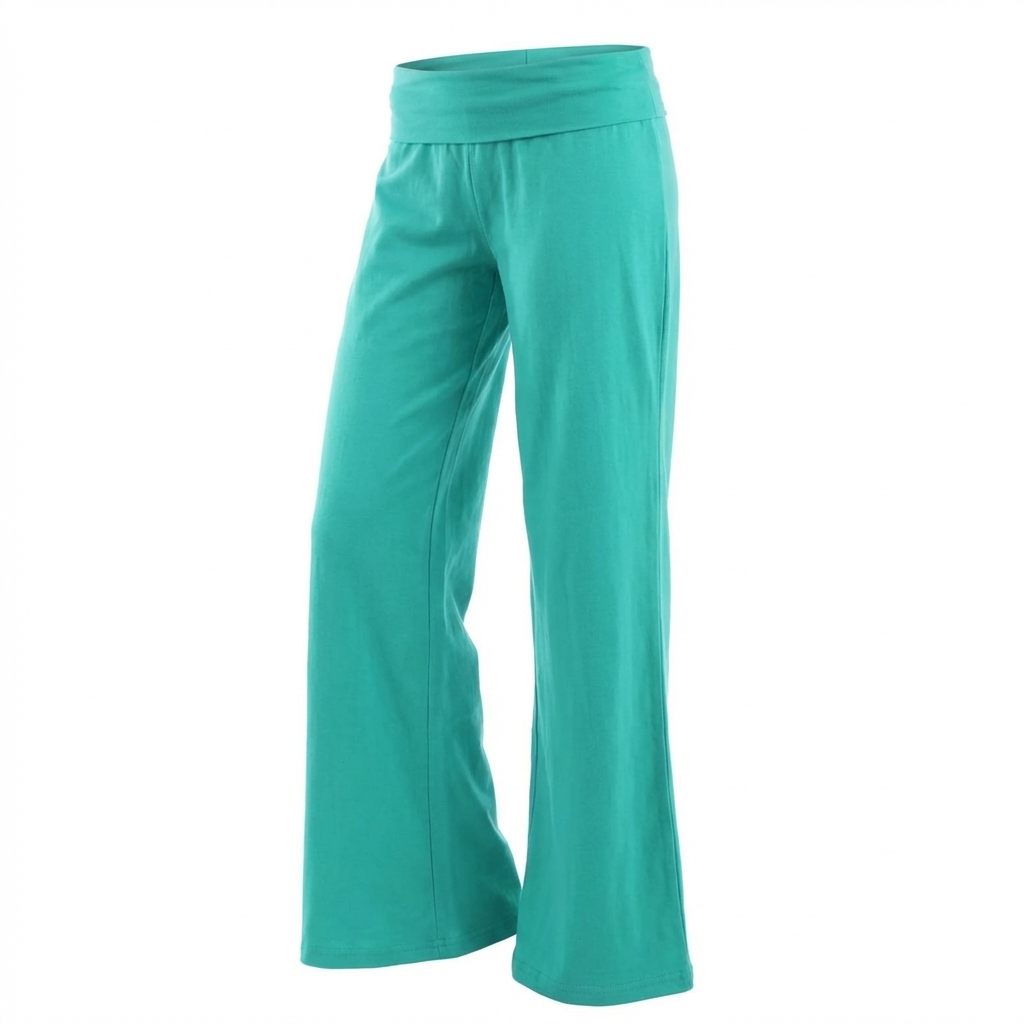 Women's Wide Leg Trousers with High Elastic Waistband - Mint Green