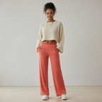 Women's Wide Leg Trousers with High Elastic Waistband - 2