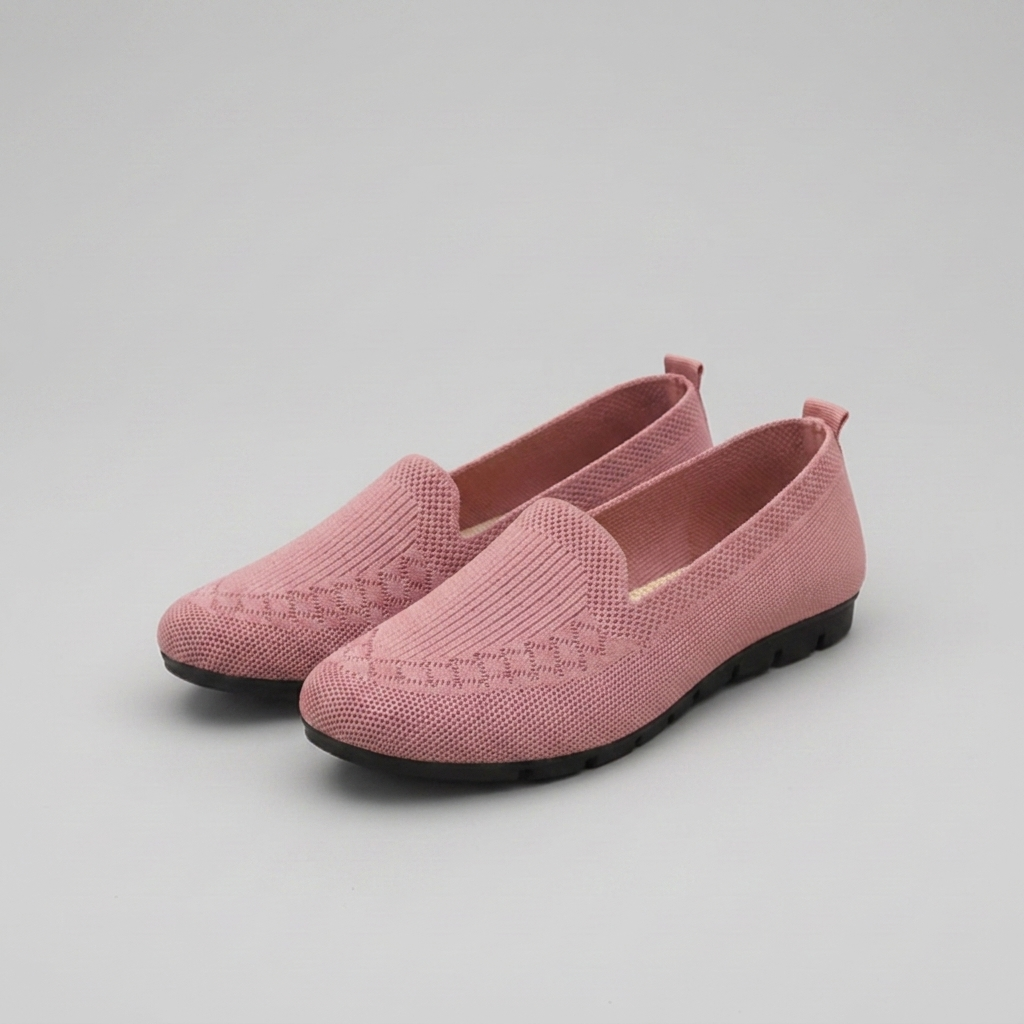 Women's Slip-On Loafers Knit Flat Orthopedic Shoes - Pink