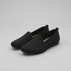 Women's Slip-On Loafers Knit Flat Orthopedic Shoes - Black