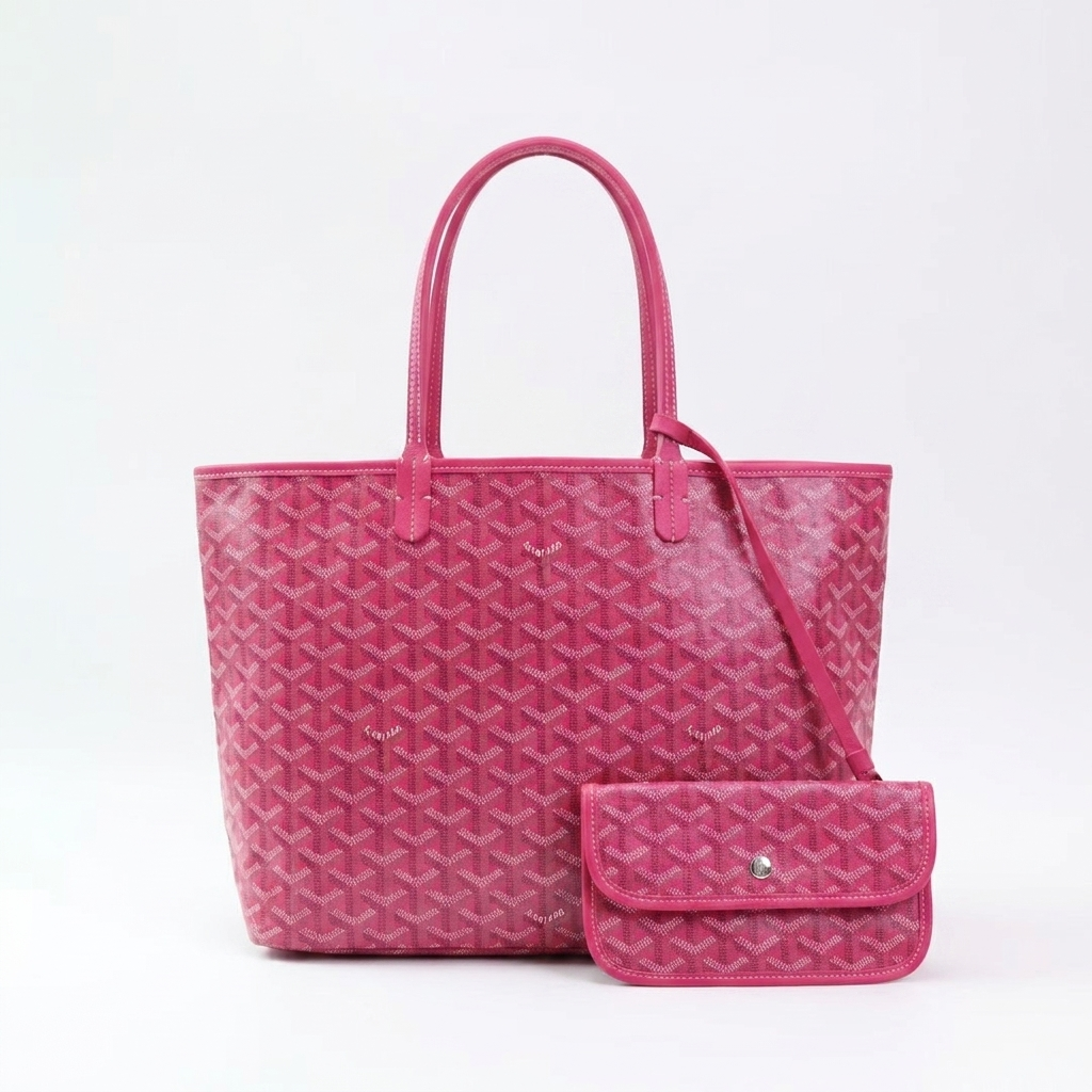 Women's Tote Bag with Matching Pouch - Fuchsia (Medium)