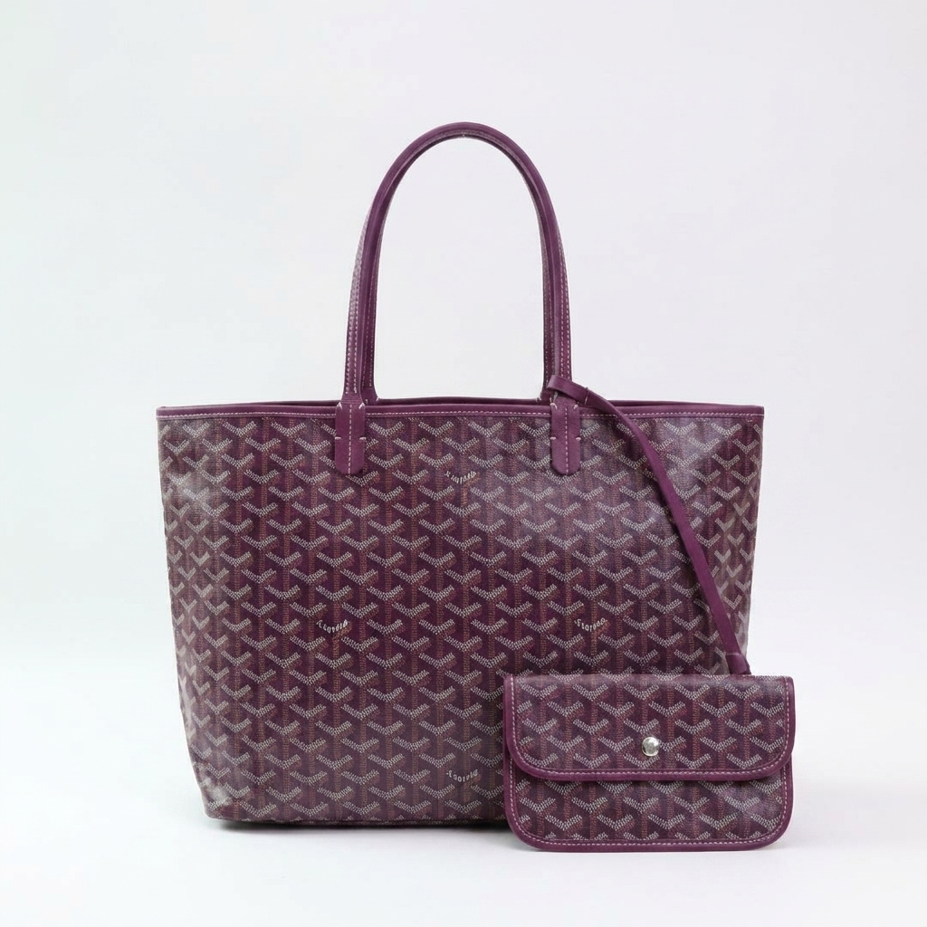 Women's Tote Bag with Matching Pouch - Aubergine (Medium)