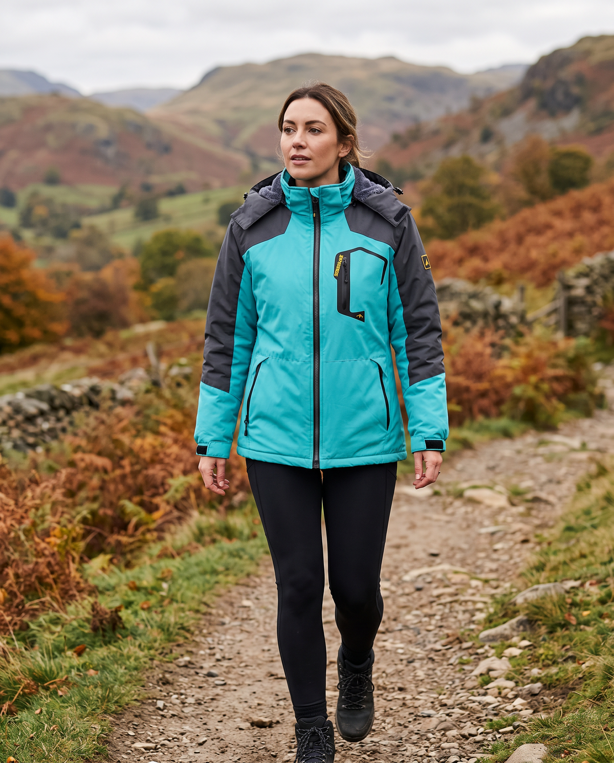 Women's Fleece Lined Hooded Zip Up Windbreaker Jacket