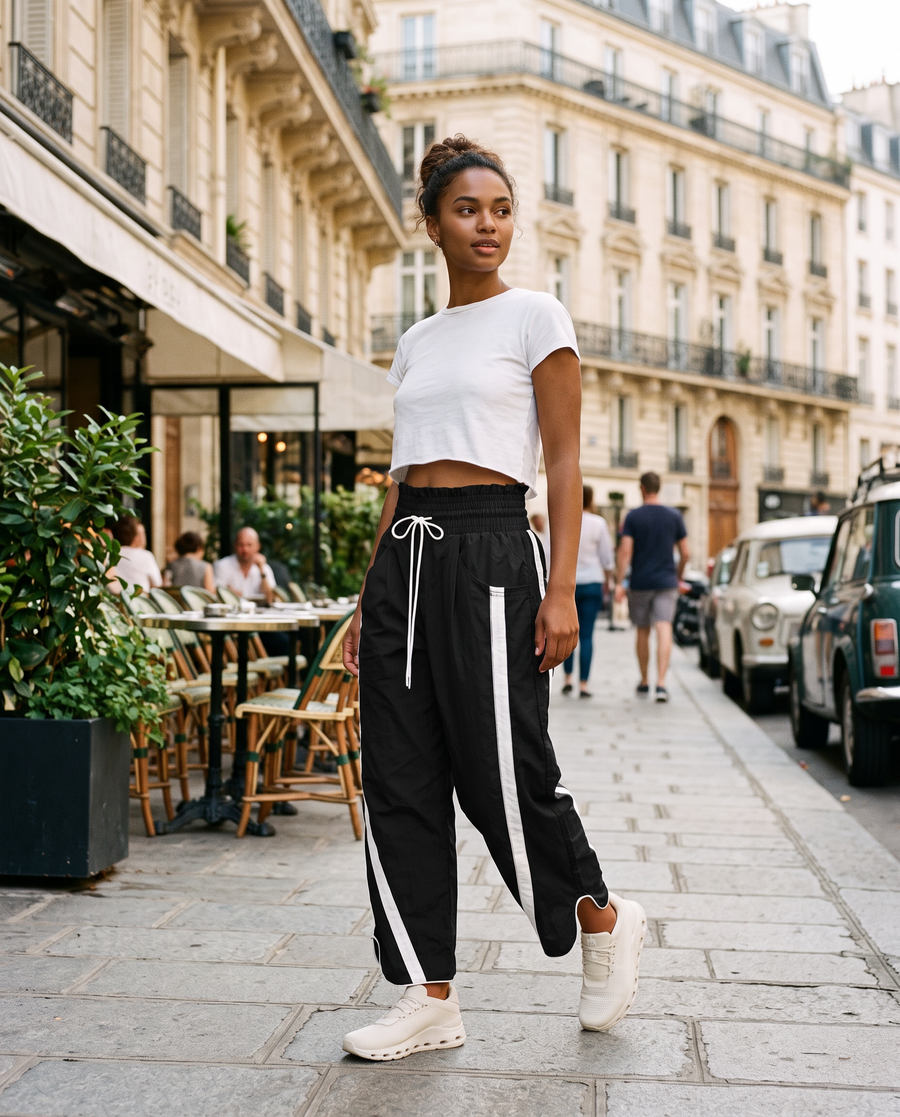 Women's Y2K Color-Block Drawstring Barrel Pants