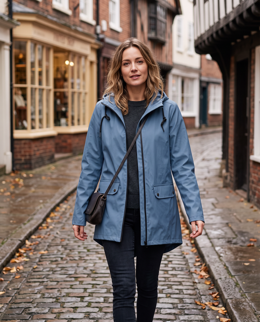 Women's Zip Jacket with Hood and Drawstring Detail