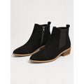 Women's Pointed Toe Chelsea Ankle Boots Low Block Heel - Black