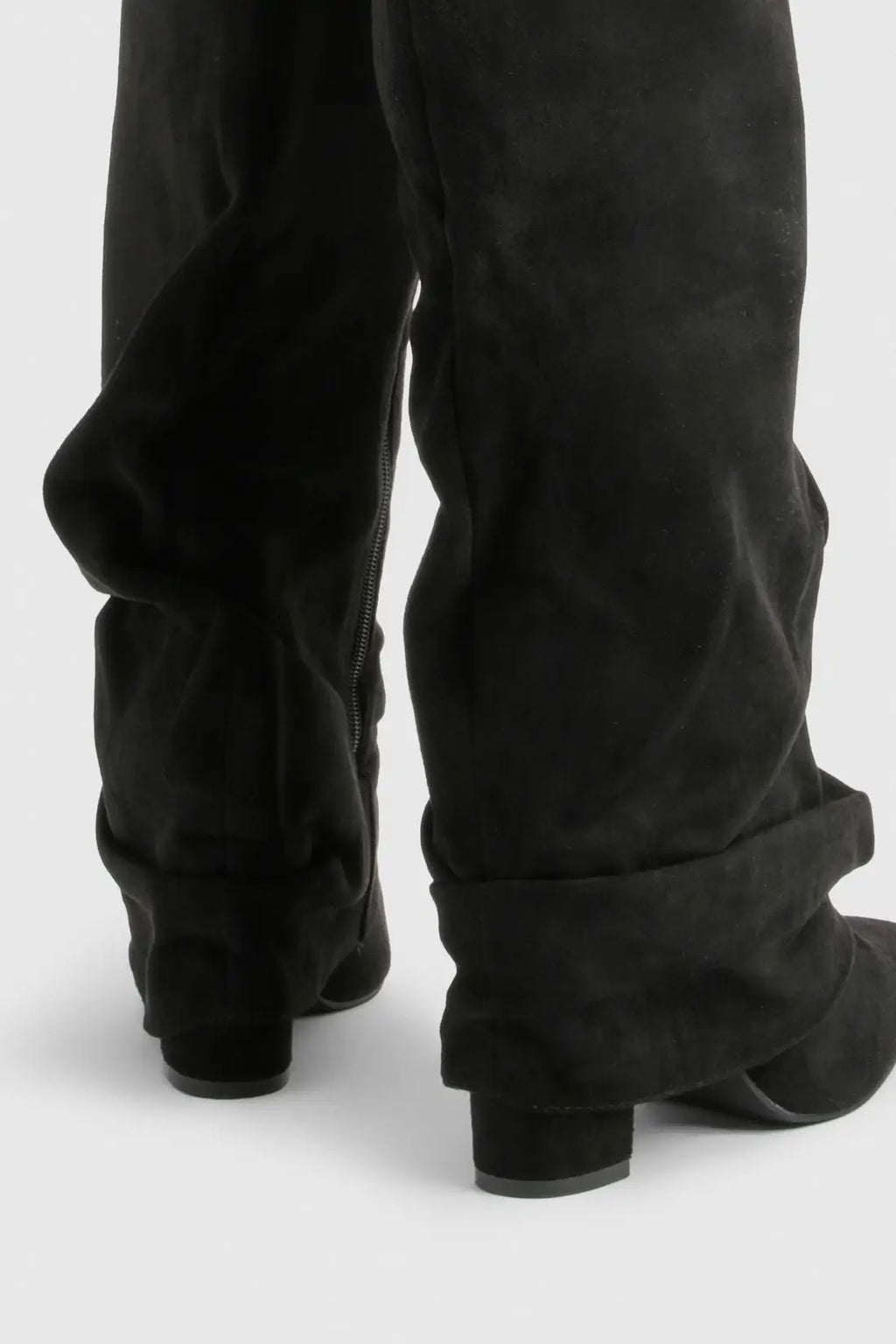 Women's Slouch Boots with Pointed Toe and Low Heel - 9