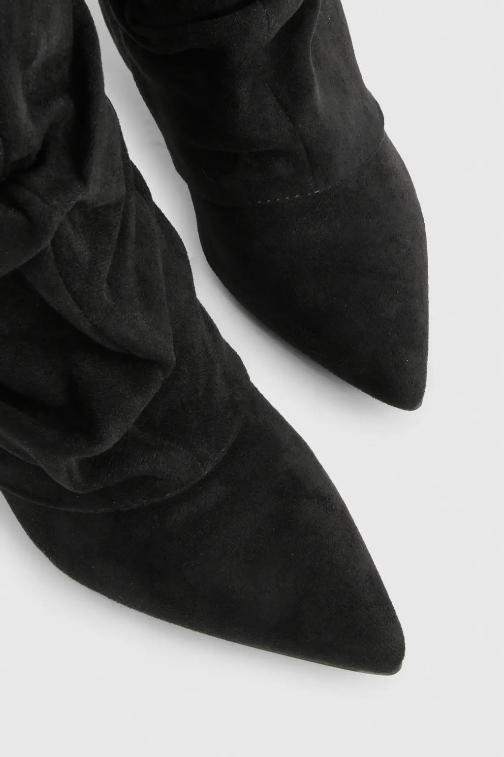 Women's Slouch Boots with Pointed Toe and Low Heel - 11