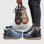 Women's Ankle Boots with Lace-Up Front and Woven Sole - 10