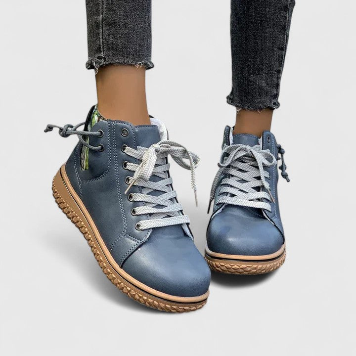 Women's Ankle Boots with Lace-Up Front and Woven Sole