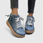 Women's Ankle Boots with Lace-Up Front and Woven Sole