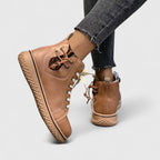 Women's Ankle Boots with Lace-Up Front and Woven Sole - 12