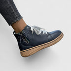 Women's Ankle Boots with Lace-Up Front and Woven Sole - 3