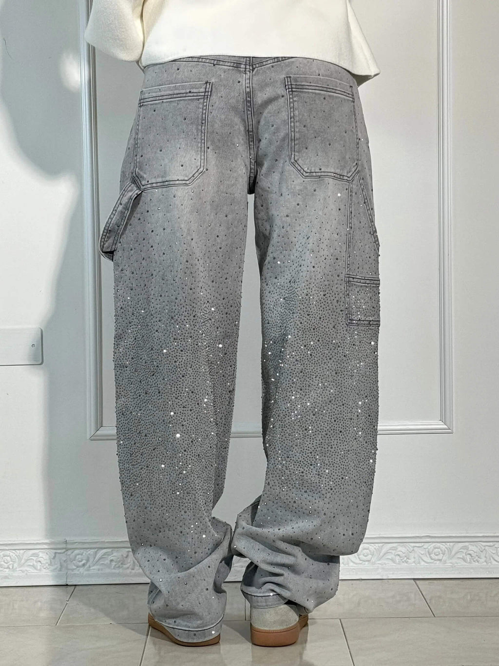 Women's Slim Jeans with Glossy Coated Finish - 14