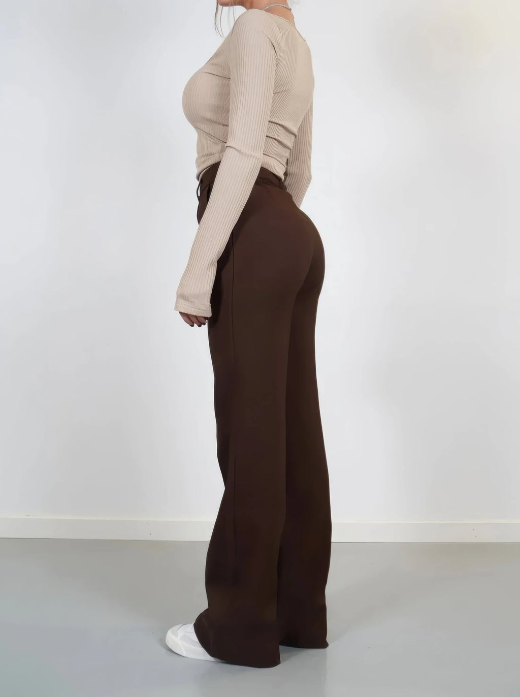 Women's High Waist Wide Leg Trousers with Tailored Finish - 13